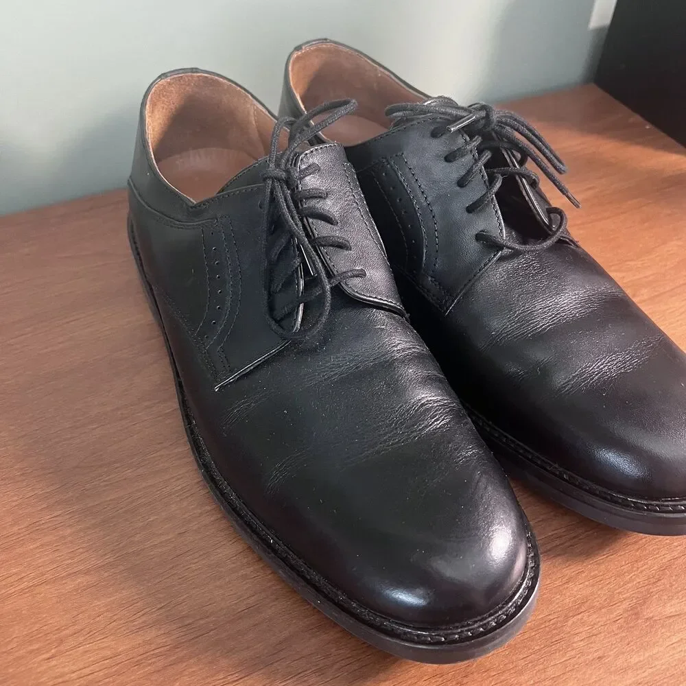 Johnston & Murphy Men’s Black Leather Derby Dress Shoes Lace-Up 11 M Lined
